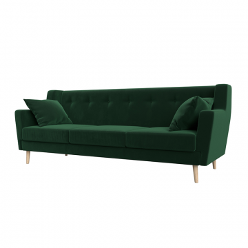 Диван кухонный прямой Брайтон 3 Зеленый, Велюр