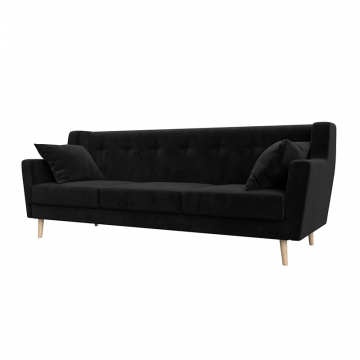 Диван кухонный прямой Брайтон 3 Черный, Велюр