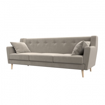 Диван кухонный прямой Брайтон 3 Бежевый, Микровельвет