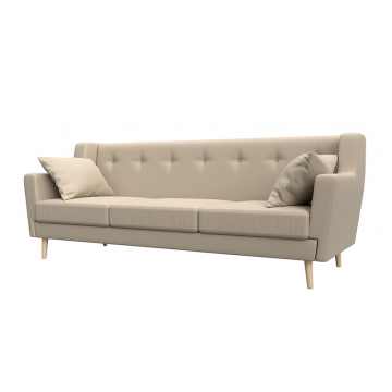 Диван кухонный прямой Брайтон 3 Бежевый, Экокожа