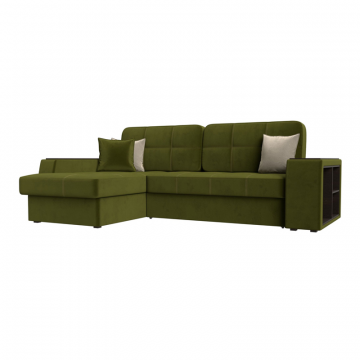 Диван угловой Брюссель левый угол, Зеленый, Бежевый, Микровельвет