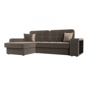 Диван угловой Брюссель левый угол, Seven 727 коричневый;Seven 729 бежевый, Велюр