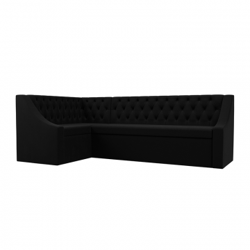 Диван кухонный угловой Мерлин левый угол Черный, Микровельвет