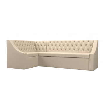 Диван кухонный угловой Мерлин левый угол Бежевый, Экокожа