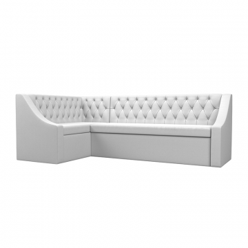 Диван кухонный угловой Мерлин левый угол Белый, Экокожа