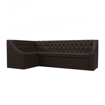Диван кухонный угловой Мерлин левый угол Коричневый, Экокожа