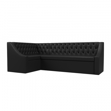 Диван кухонный угловой Мерлин левый угол Черный, Экокожа