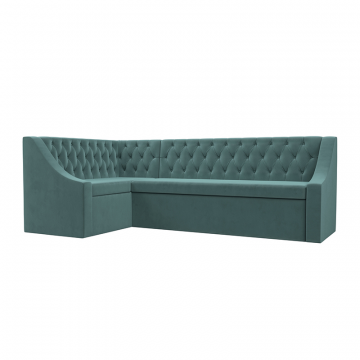 Диван кухонный угловой Мерлин левый угол Бирюзовый, Велюр