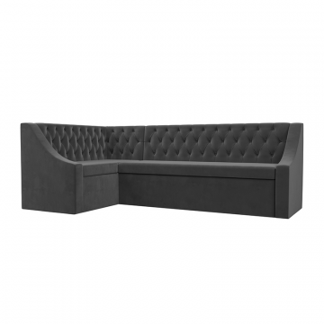 Диван кухонный угловой Мерлин левый угол Серый, Велюр