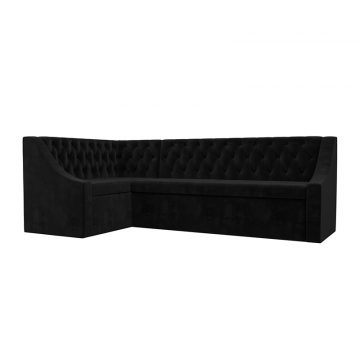Диван кухонный угловой Мерлин левый угол Черный, Велюр