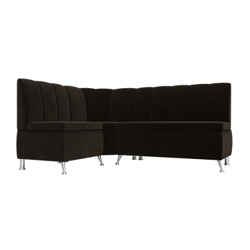 Диван кухонный угловой Кантри левый угол Коричневый, Микровельвет