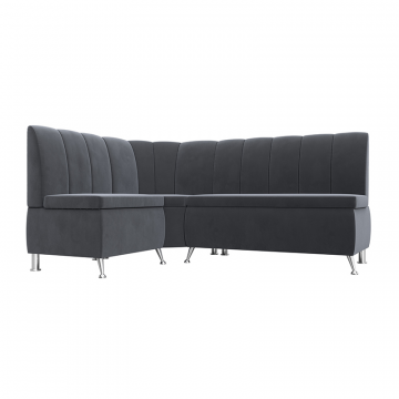 Диван кухонный угловой Кантри левый угол Серый, Велюр