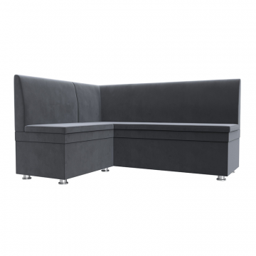 Диван кухонный угловой Уют левый угол Серый, Велюр