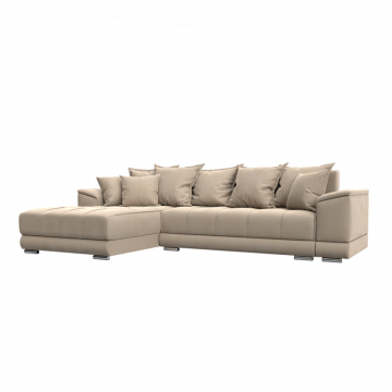 Диван угловой НордСтар левый угол Бежевый, Велюр