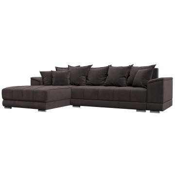 Диван угловой НордСтар левый угол Коричневый, Велюр