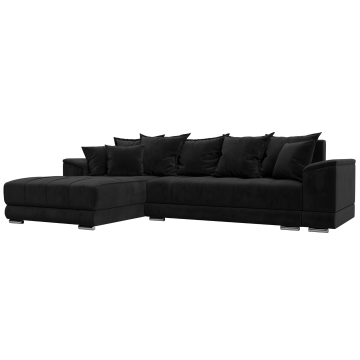 Диван угловой НордСтар левый угол Черный, Велюр