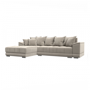 Диван угловой НордСтар левый угол Бежевый, Микровельвет