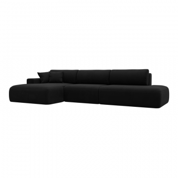 Диван угловой Лига-036 НПБ Модерн Лонг левый угол, Черный, Микровельвет
