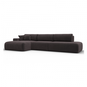 Диван угловой Лига-036 НПБ Модерн Лонг левый угол, SEVEN 727 коричневый, Велюр