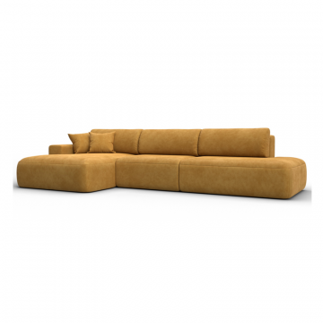 Диван угловой Лига-036 НПБ Модерн Лонг левый угол, BRUT 10 желтый, Велюр