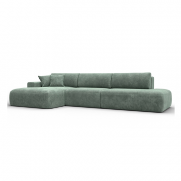 Диван угловой Лига-036 НПБ Модерн Лонг левый угол, BRUT 08 зеленый, Велюр