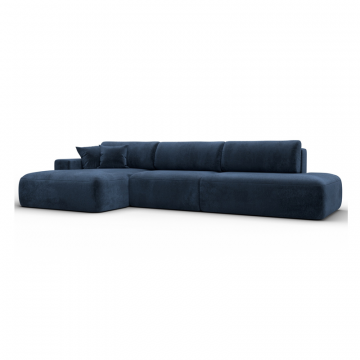 Диван угловой Лига-036 НПБ Модерн Лонг левый угол, TOWER 13 синий, Велюр