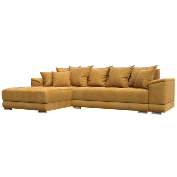 Диван угловой НордСтар левый угол Желтый, Велюр