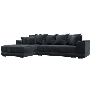 Диван угловой НордСтар левый угол Темно-серый, Велюр