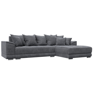 Диван угловой НордСтар правый угол Темно-серый, Велюр