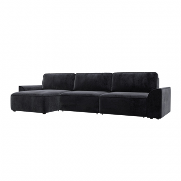 Диван угловой Лига-048 НПБ лонг Темно-серый, Велюр