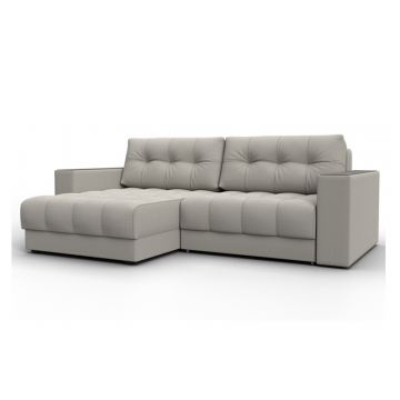 Диван угловой с декором Лига-049 НПБ, Амур 02 бежевый, Рогожка