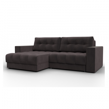 Диван угловой с декором Лига-049 НПБ, SEVEN 727 коричневый, Велюр