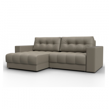 Диван угловой с декором Лига-049 НПБ, GRIFON 04 бежевый, Экокожа