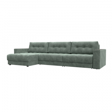 Диван угловой с декором Лига-049 НПБ Лонг, BRUT 08 зеленый, Велюр