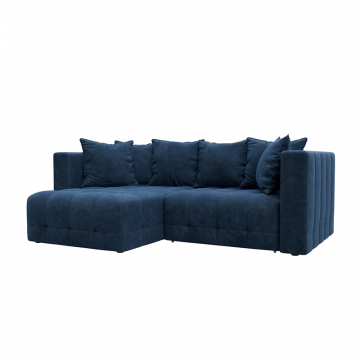 Диван угловой Лига-052 НПБ угол универсальный Синий, Велюр