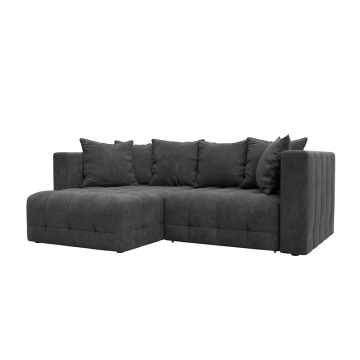 Диван угловой Лига-052 НПБ угол универсальный Темно-серый, Велюр