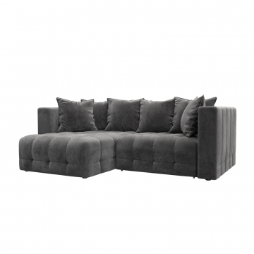 Диван угловой Лига-052 НПБ угол универсальный Серый, Велюр