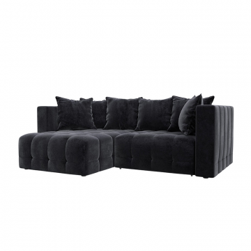 Диван угловой Лига-052 НПБ угол универсальный Темно-серый, Велюр