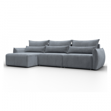 Диван угловой Лига-051 НПБ Лонг угол универсальный, TOWER 10 серый, Велюр