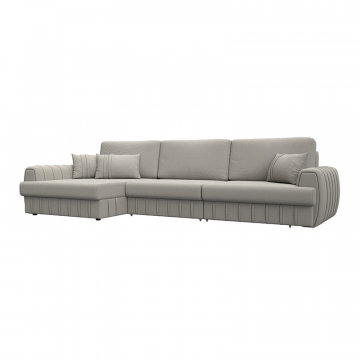 Диван угловой Лига-057 НПБ Лонг угол левый Бежевый, Рогожка