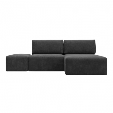 Диван угловой модульный с пуфом Лига-060 НПБ угол универсальный, BRUT 16 темно-серый, Велюр
