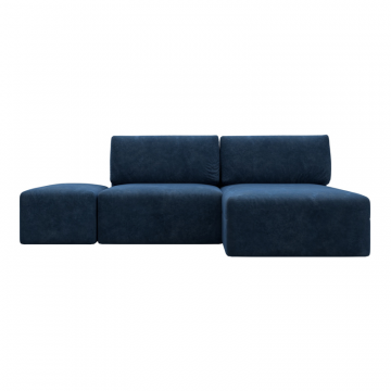 Диван угловой модульный с пуфом Лига-060 НПБ угол универсальный, BRUT 11 синий, Велюр
