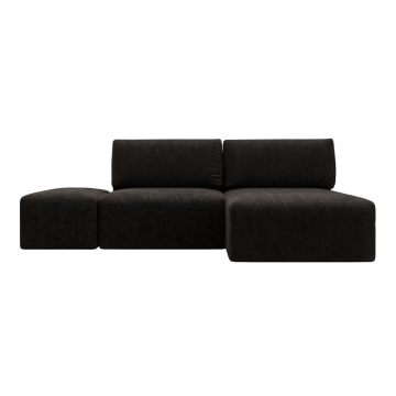 Диван угловой модульный с пуфом Лига-060 НПБ угол универсальный, BRUT 17 коричневый, Велюр