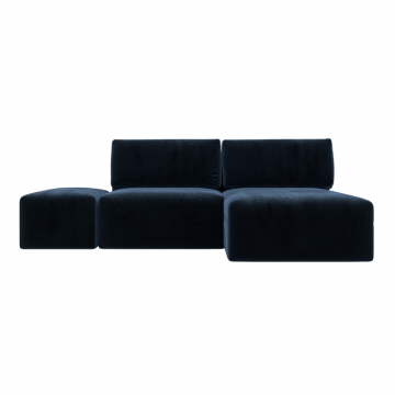 Диван угловой модульный с пуфом Лига-060 НПБ угол универсальный, TOWER 13 синий, Велюр