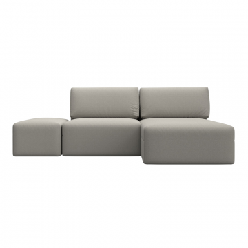 Диван угловой модульный с пуфом Лига-060 НПБ угол универсальный, Амур 02 бежевый, Рогожка