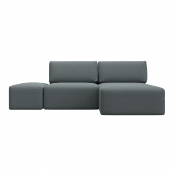 Диван угловой модульный с пуфом Лига-060 НПБ угол универсальный, Амур 07 серый, Рогожка