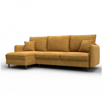 Диван угловой Лига-064 НПБ угол универсальный, BRUT 10 желтый, Велюр