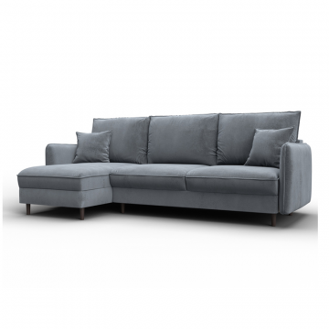 Диван угловой Лига-064 НПБ угол универсальный, TOWER 10 серый, Велюр