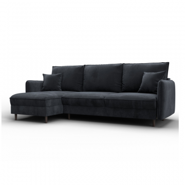 Диван угловой Лига-064 НПБ угол универсальный, TOWER 11 темно-серый, Велюр