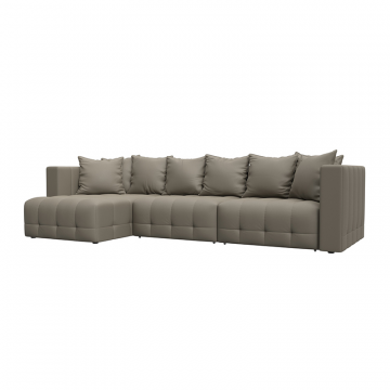 Диван угловой Лига-052 НПБ Лонг угол универсальный Бежевый, Экокожа